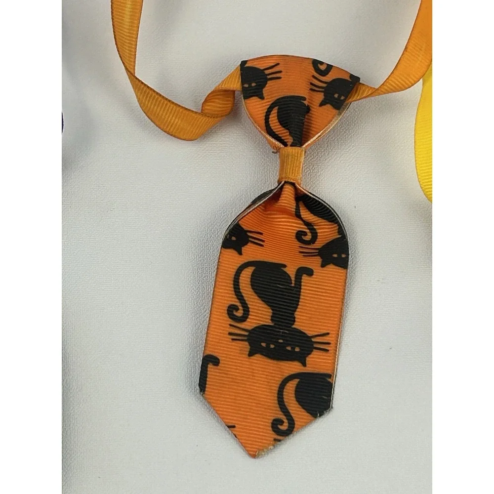 Halloween Pet Bow Tie Set Cats Dogs Adjustable Pumpkin Black Cat Ghost